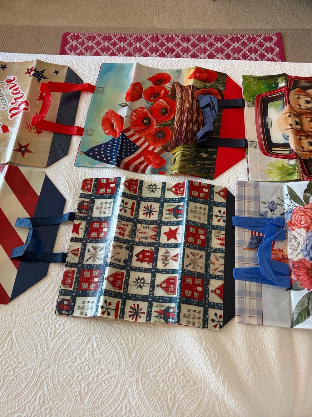 Set of 6 assorted patterns 17” bags
